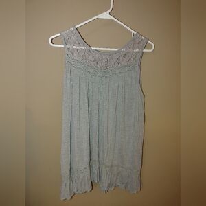 POL Elegant Lace Trim Gray Lace Top. Will Fit S, M And L. Tagged Small